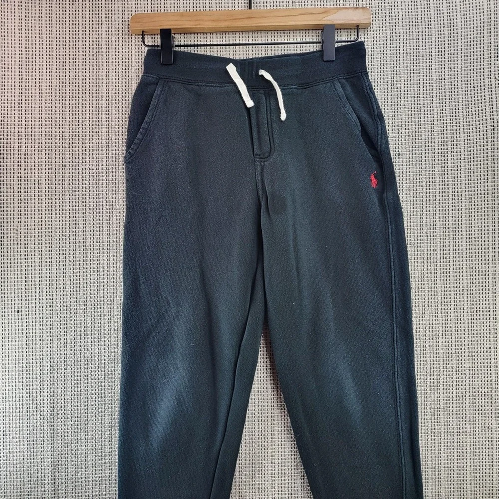 Polo Ralph Lauren Pants Boys Medium (10-12) Black Sweatpants Joggers Cuffed